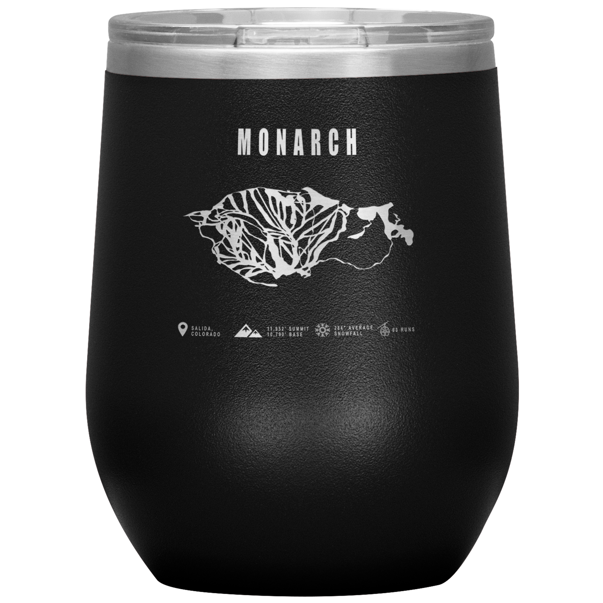 Monarch Colorado Ski Trail Map Wine 12oz Tumbler - Powderaddicts