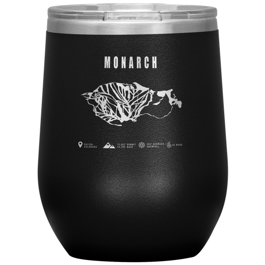 Monarch Colorado Ski Trail Map Wine 12oz Tumbler - Powderaddicts