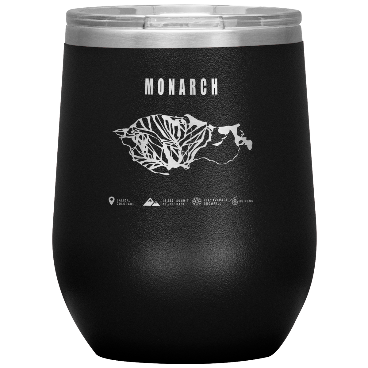 Monarch Colorado Ski Trail Map Wine 12oz Tumbler - Powderaddicts