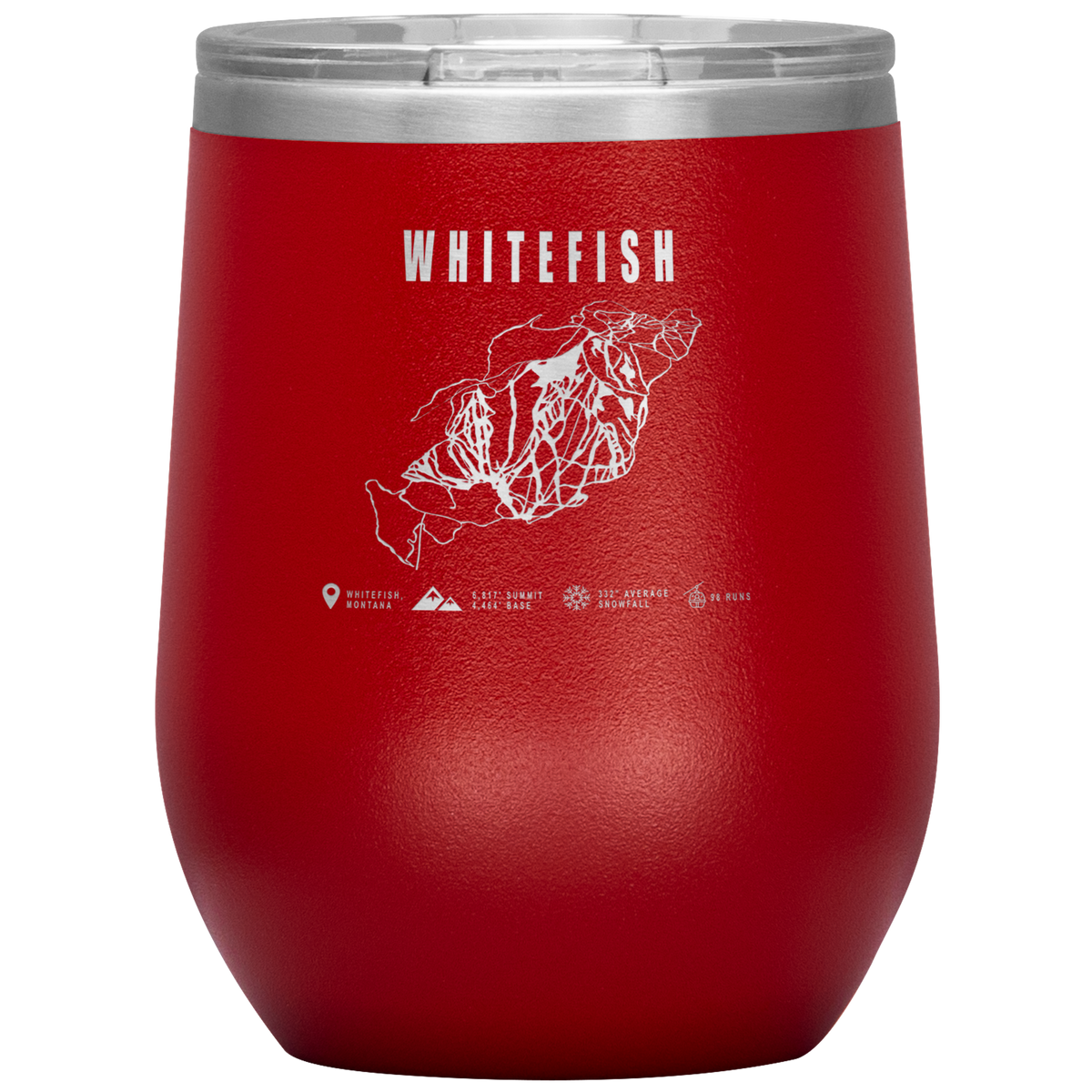 Whitefish Montana Ski Trail Map Wine 12oz Tumbler - Powderaddicts