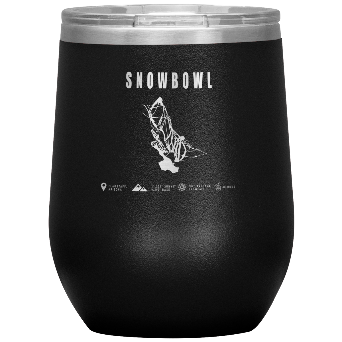 Snowbowl, Arizona Ski Trail Map Wine 12oz Tumbler - Powderaddicts