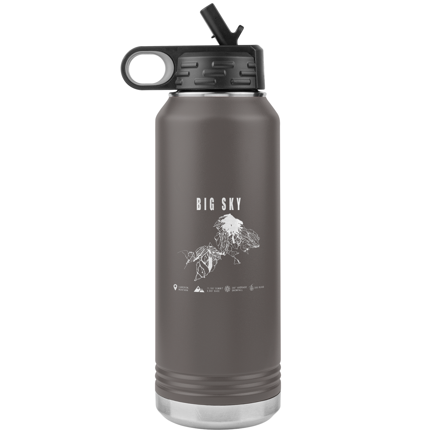 Big Sky Montana Ski Trail Map 32oz Water Bottle Tumbler - Powderaddicts