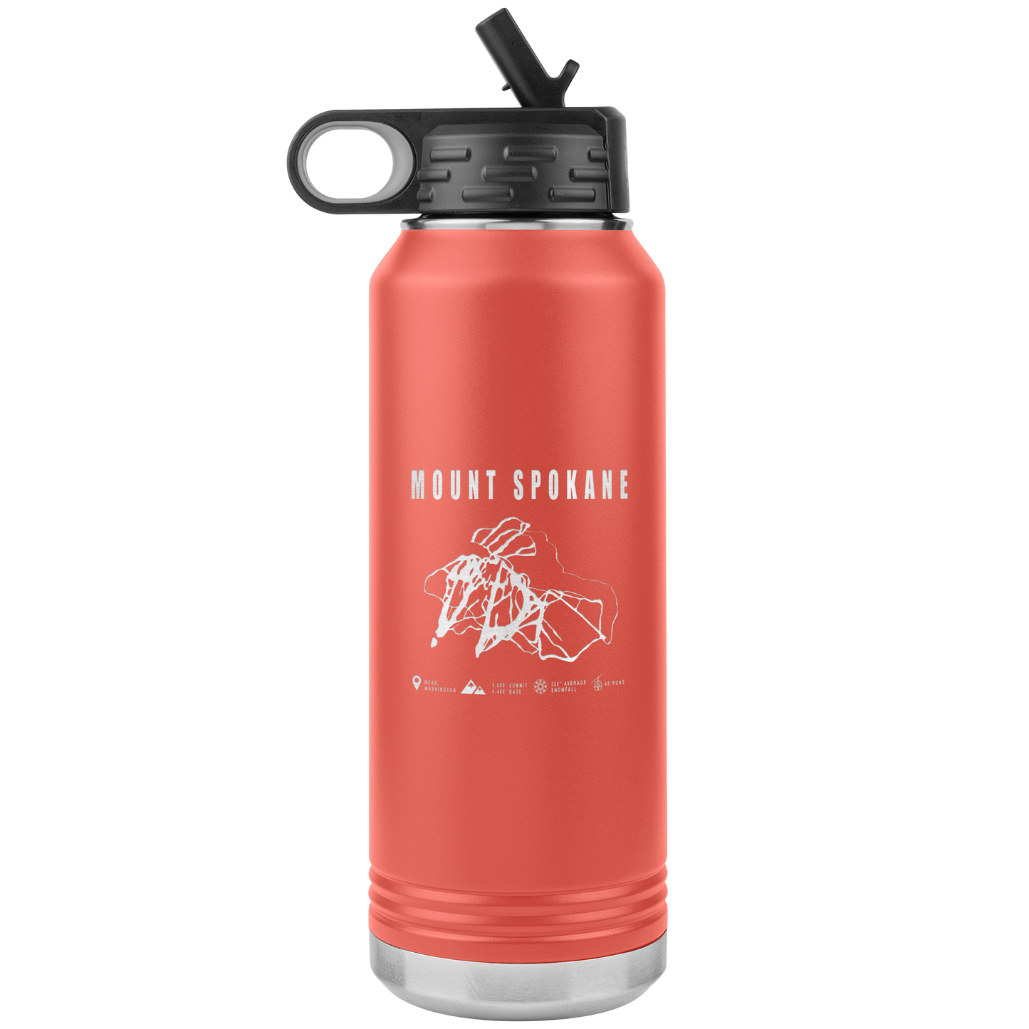 Mount Spokane, Washington Ski Trail Map 32oz Water Bottle Tumbler - Powderaddicts