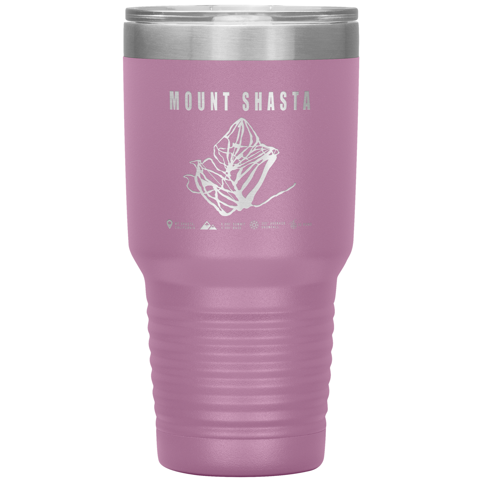 Mount Shasta, California Ski Trail Map 30oz Tumbler - Powderaddicts