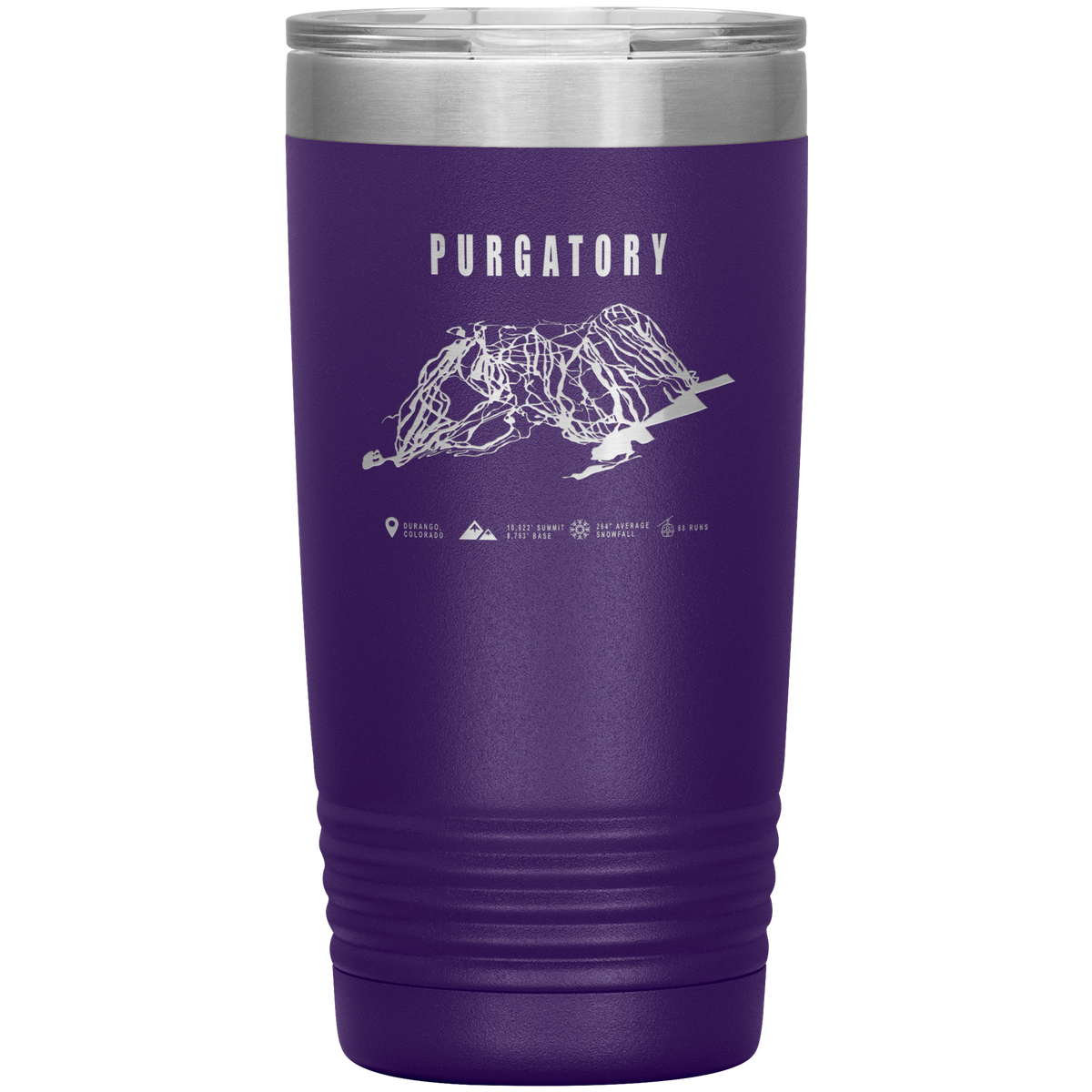 Purgatory Colorado Ski Trail Map 20oz Tumbler - Powderaddicts