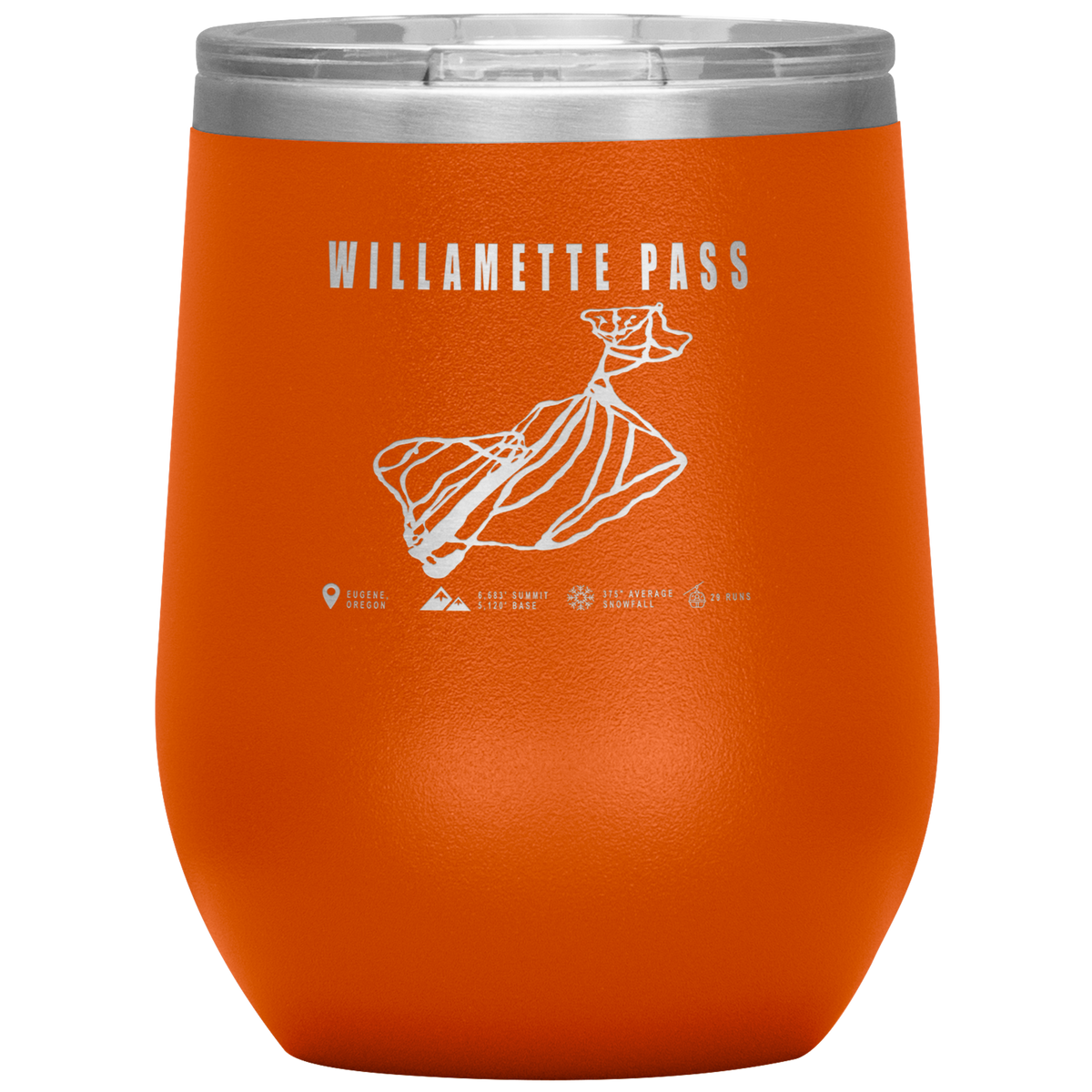Willamette Pass, Oregon Ski Trail Map Wine 12oz Tumbler - Powderaddicts