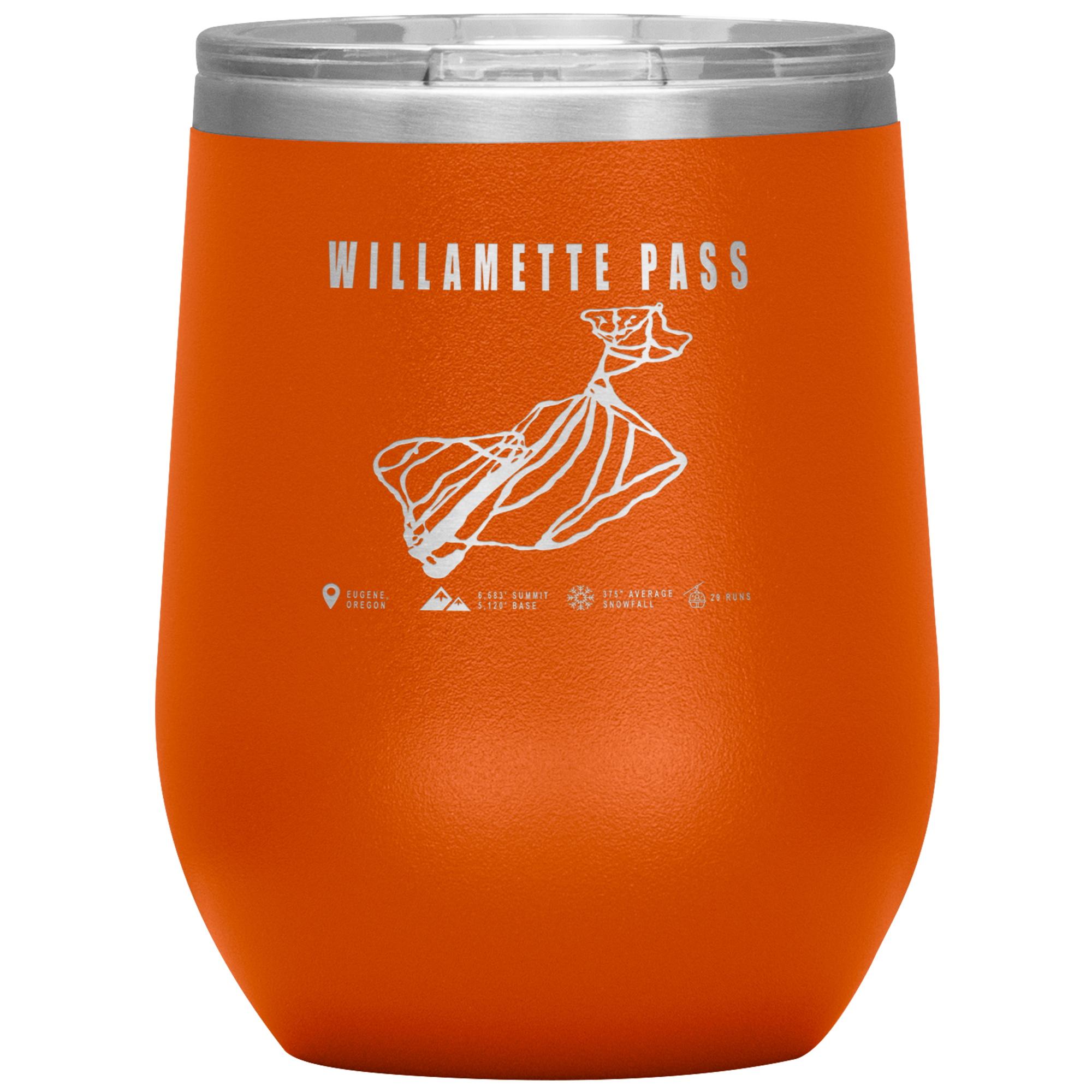 Willamette Pass, Oregon Ski Trail Map Wine 12oz Tumbler - Powderaddicts