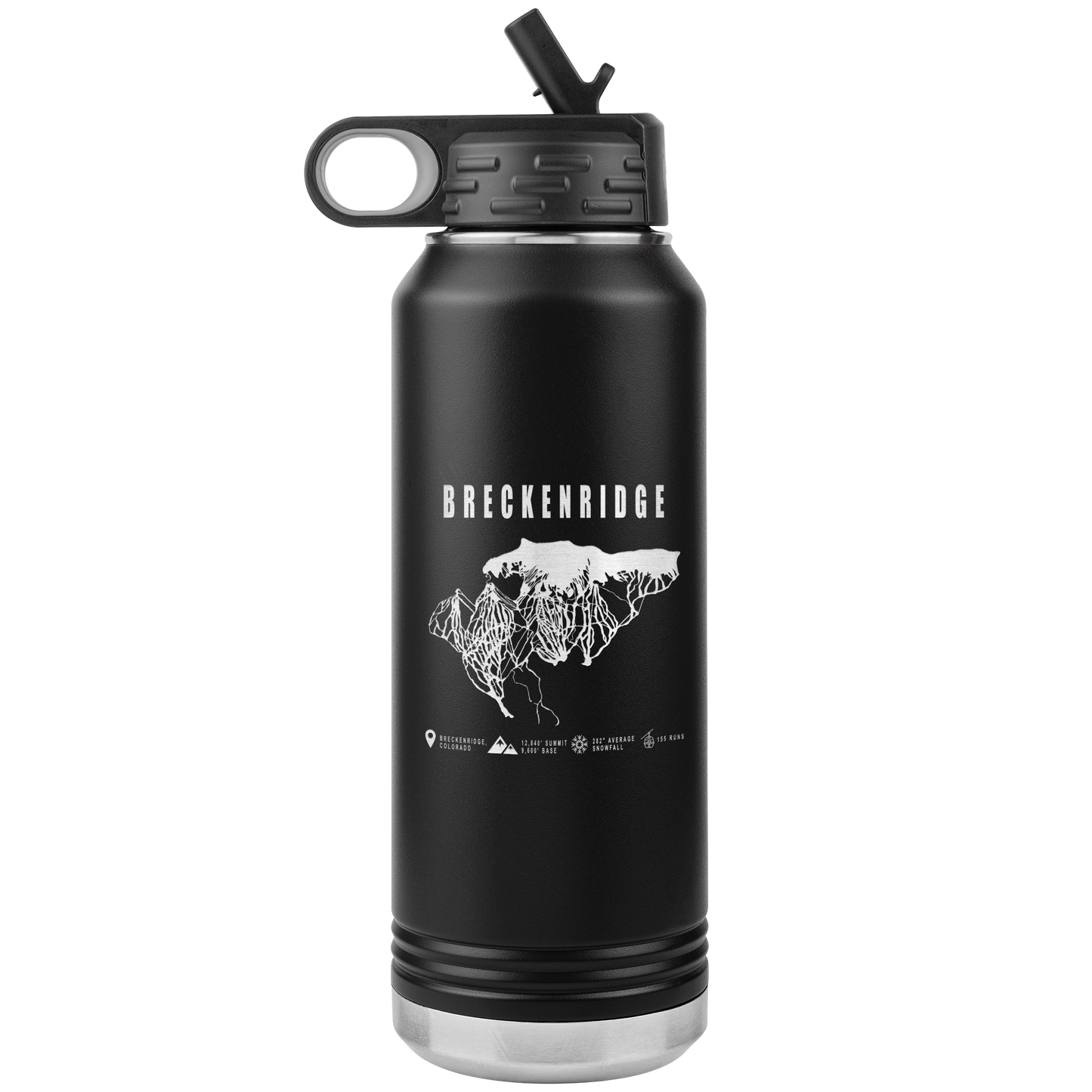 Breckenridge Colorado Ski Trail Map 32oz Water Bottle Tumbler - Powderaddicts