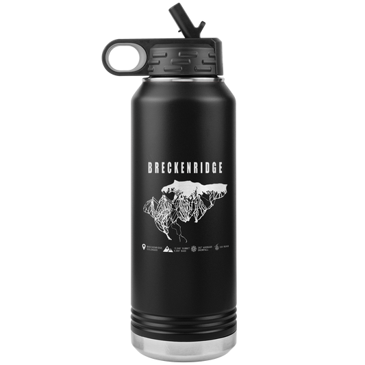 Breckenridge Colorado Ski Trail Map 32oz Water Bottle Tumbler - Powderaddicts