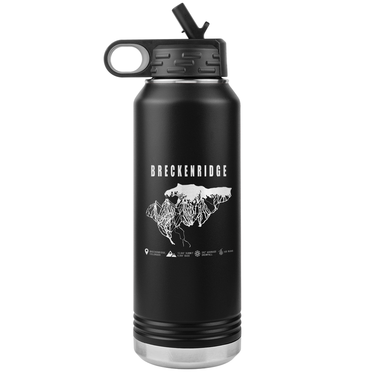 Breckenridge Colorado Ski Trail Map 32oz Water Bottle Tumbler - Powderaddicts