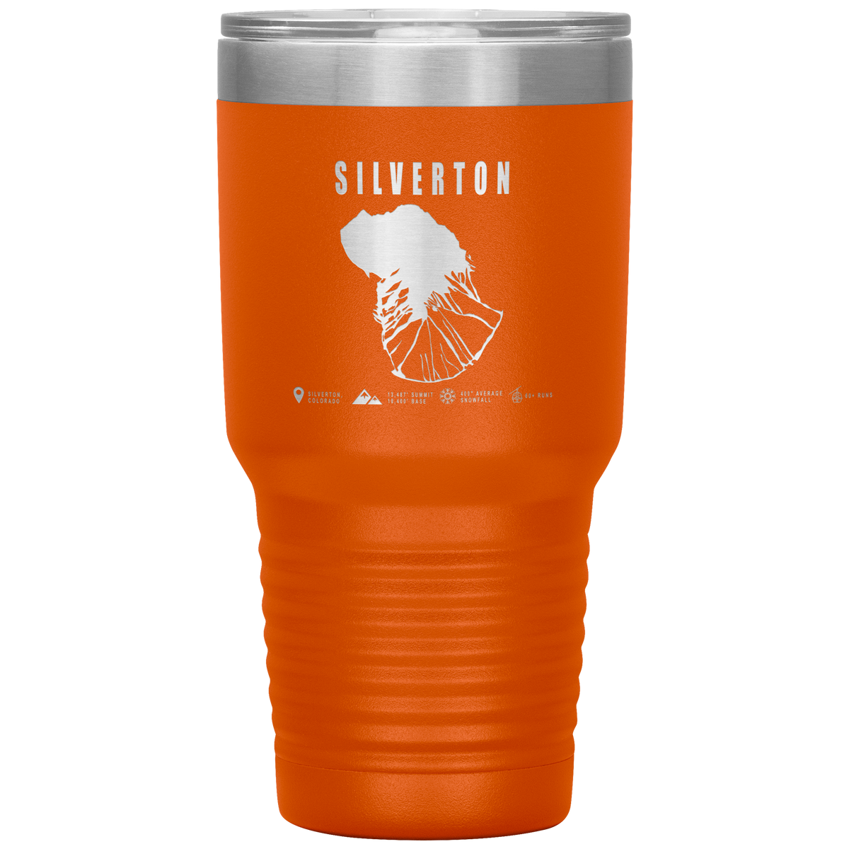 Silverton Colorado Ski Trail Map 30oz Tumbler - Powderaddicts