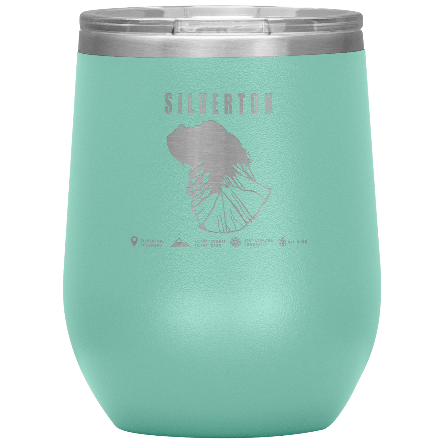 Silverton Colorado Ski Trail Map Wine 12oz Tumbler - Powderaddicts