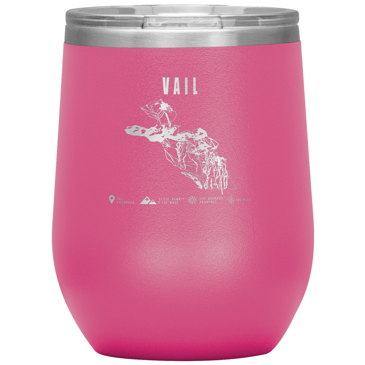 Vail Colorado Ski Trail Map Wine 12oz Tumbler - Powderaddicts