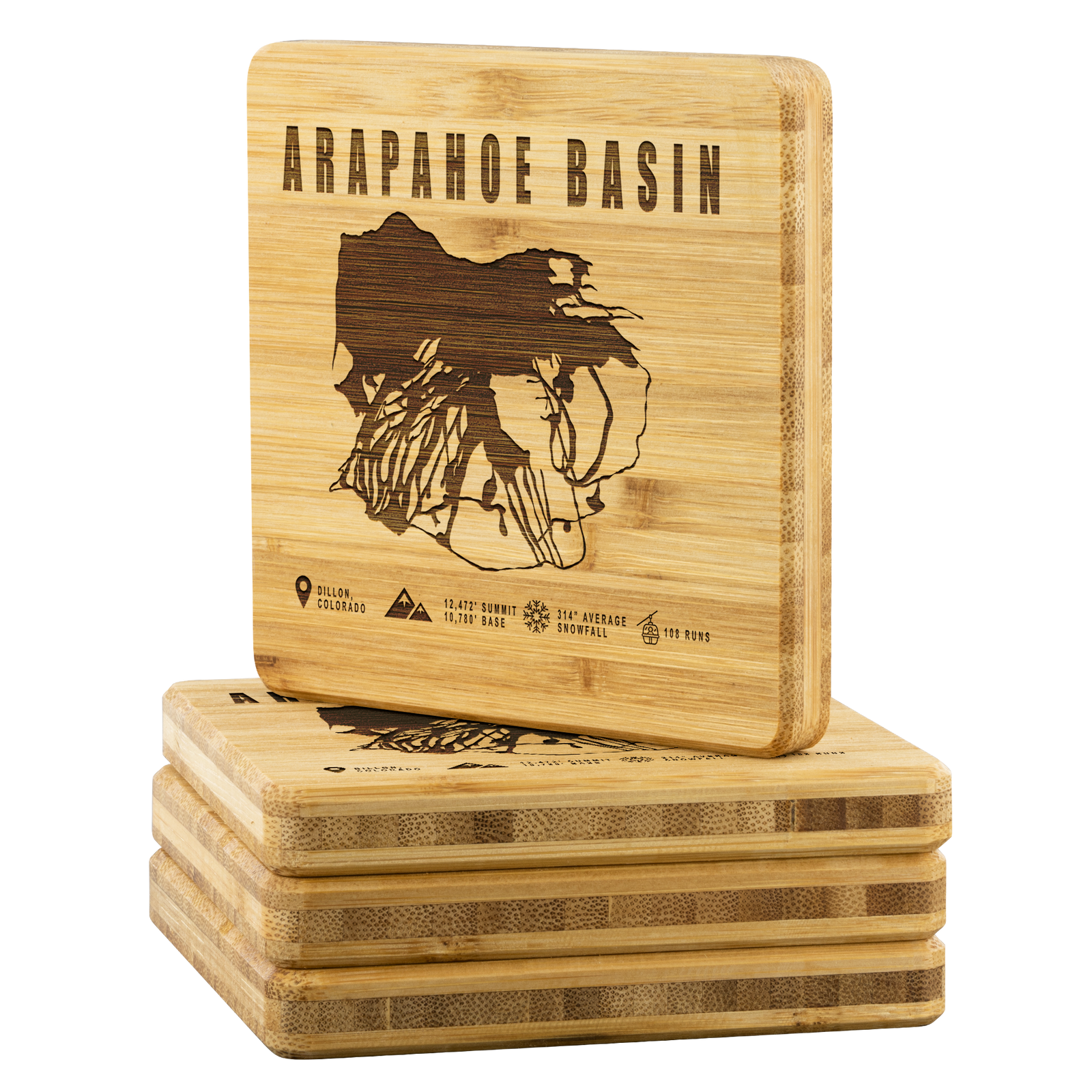 Arapahoe Basin,Colorado Ski Resort Bamboo Coaster - Powderaddicts