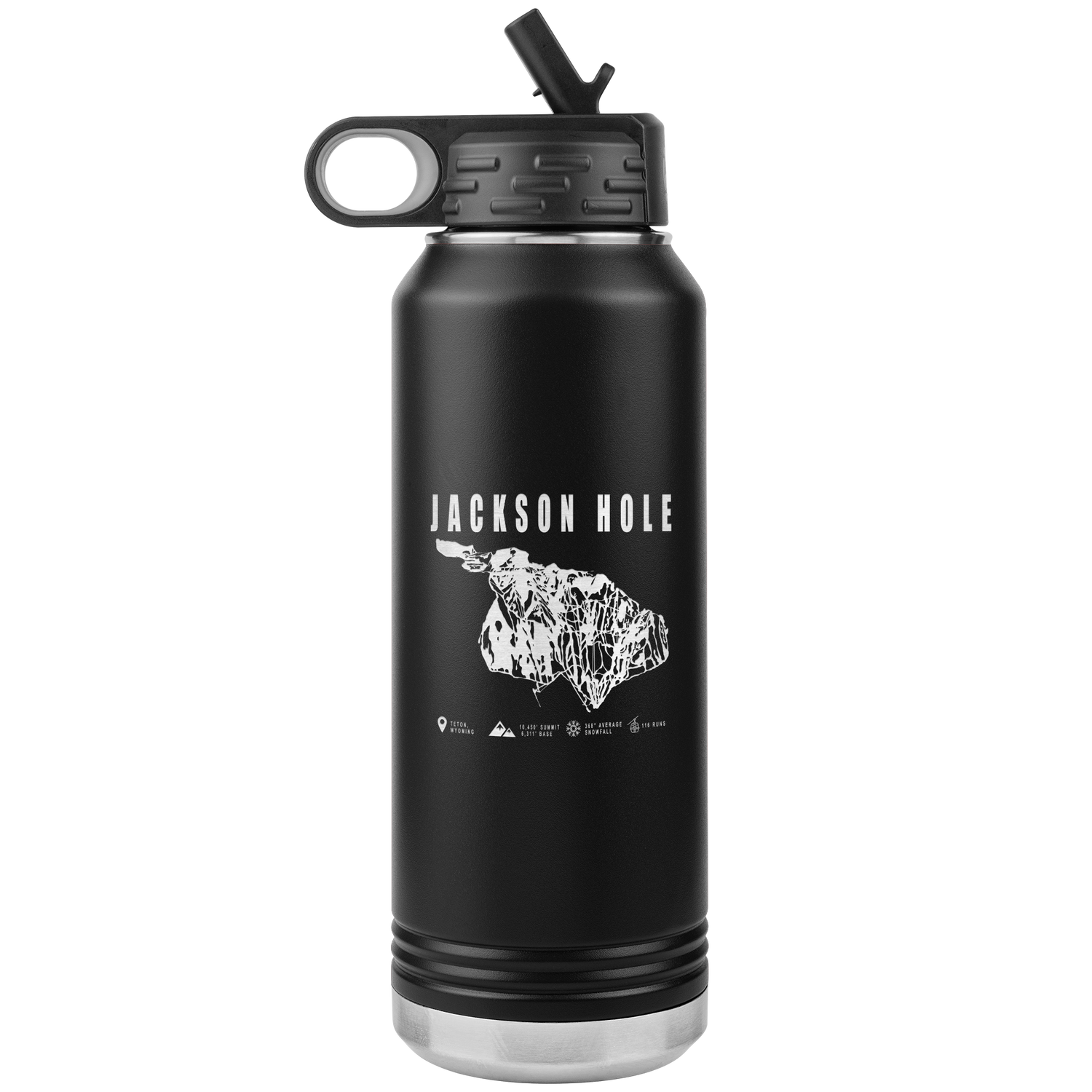 Jackson Hole Wyoming Ski Trail Map 32oz Water Bottle Tumbler