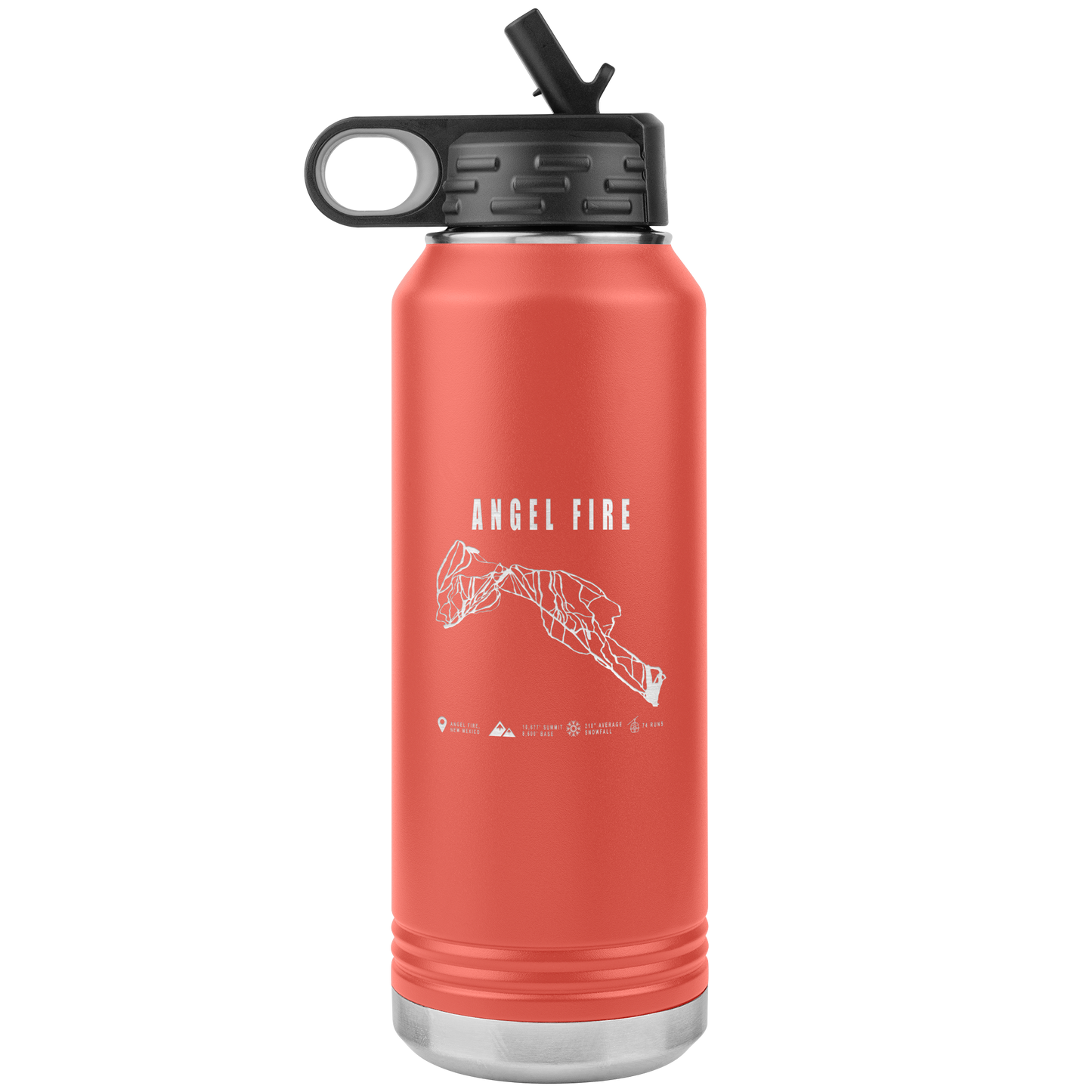 Angel Fire, New Mexico Ski Trail Map 32oz Water Bottle Tumbler - Powderaddicts