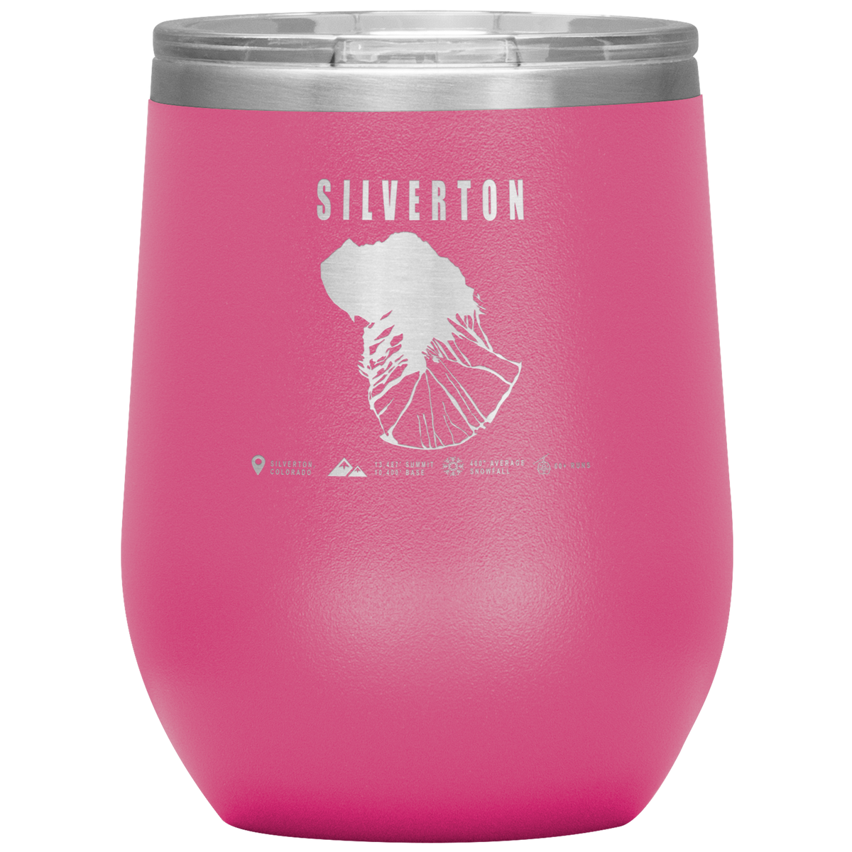 Silverton Colorado Ski Trail Map Wine 12oz Tumbler - Powderaddicts
