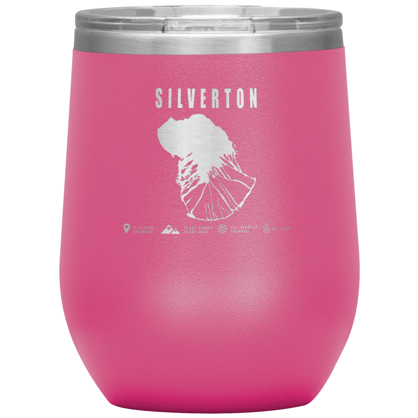 Silverton Colorado Ski Trail Map Wine 12oz Tumbler - Powderaddicts
