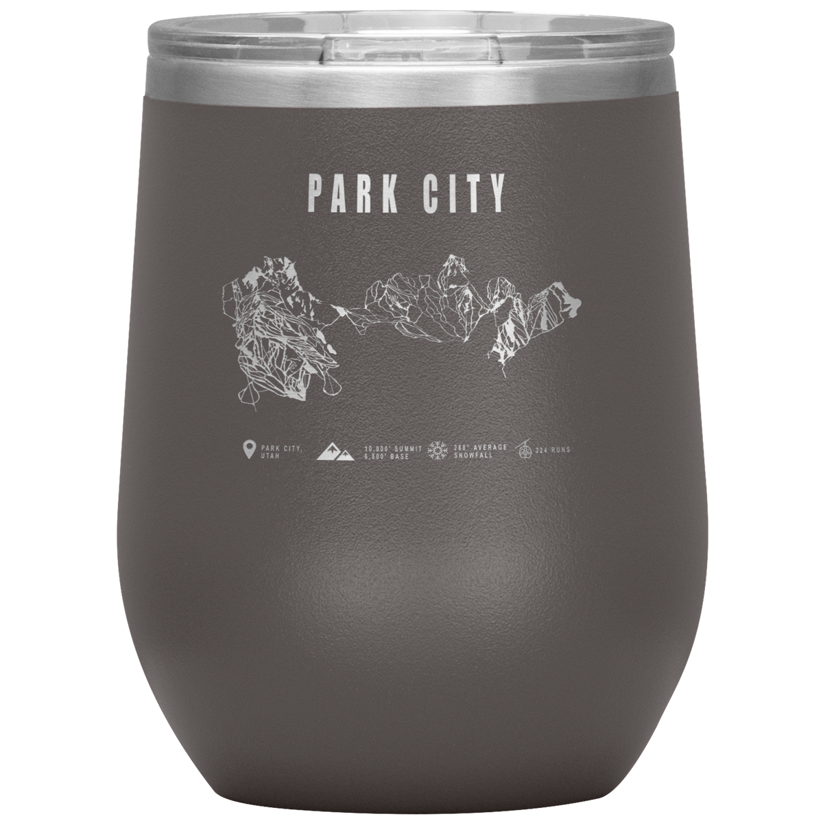 Park city,Utah Ski Trail Map Wine 12oz Tumbler - Powderaddicts