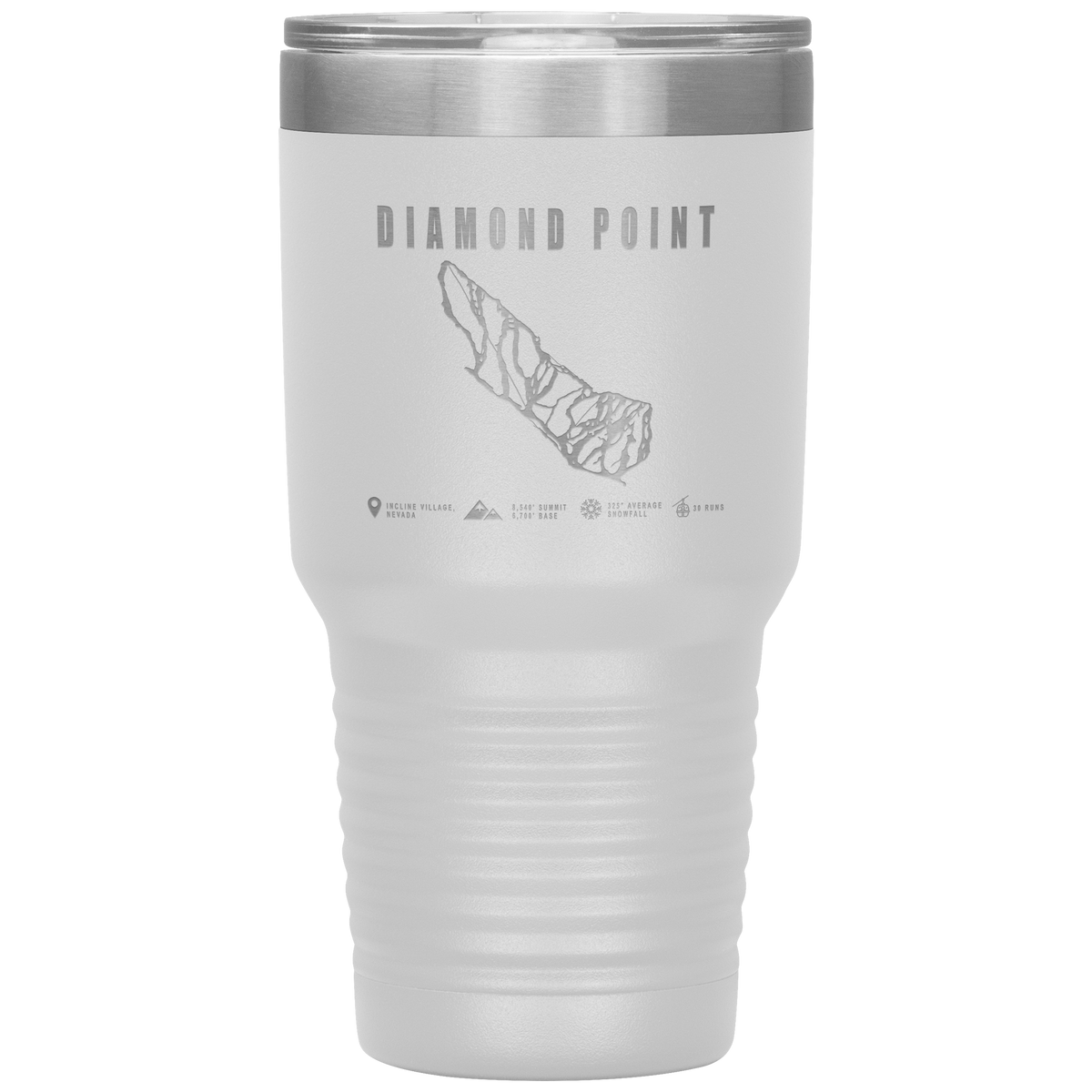 Diamond Point, Nevada Ski Trail Map 30oz Tumbler - Powderaddicts