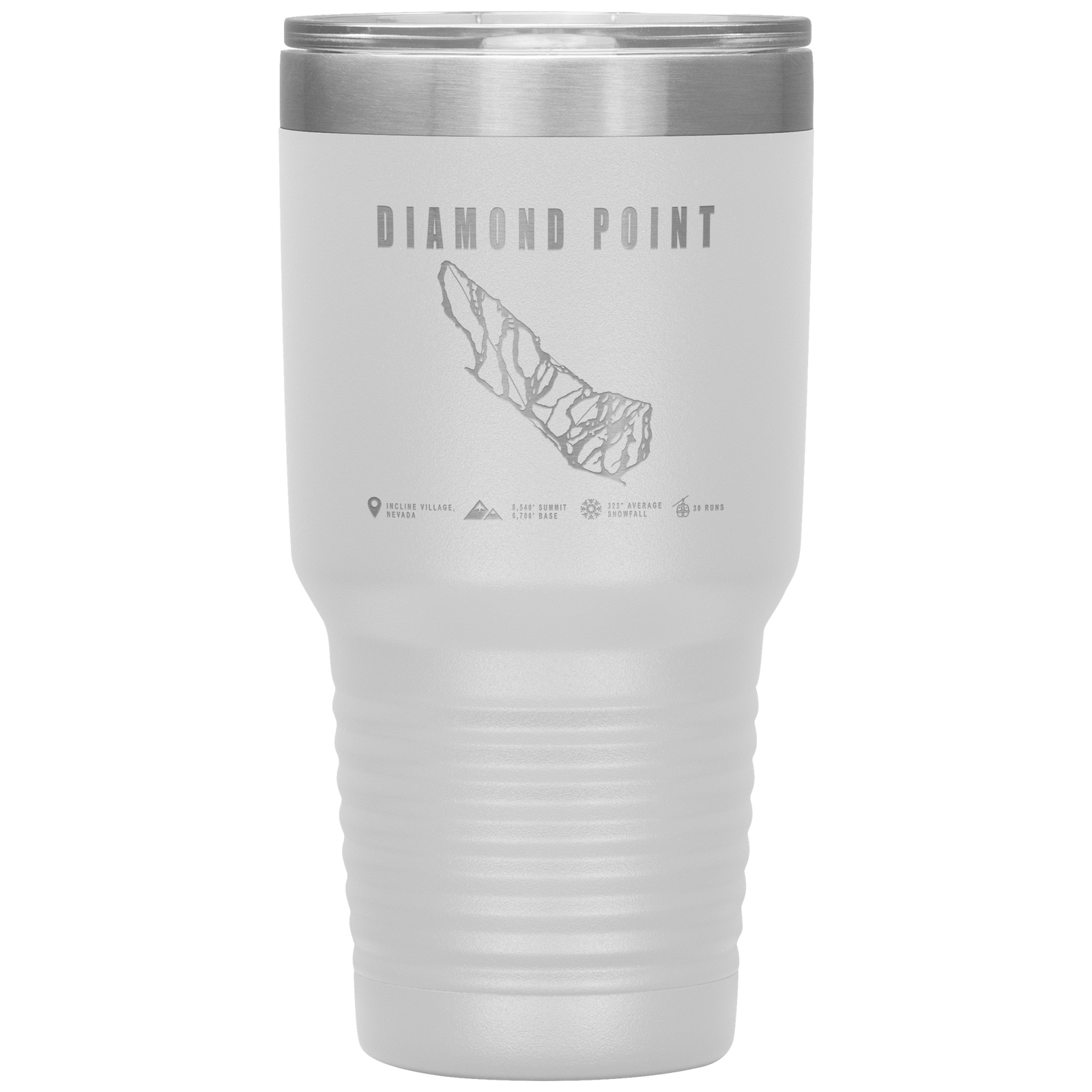Diamond Point, Nevada Ski Trail Map 30oz Tumbler - Powderaddicts