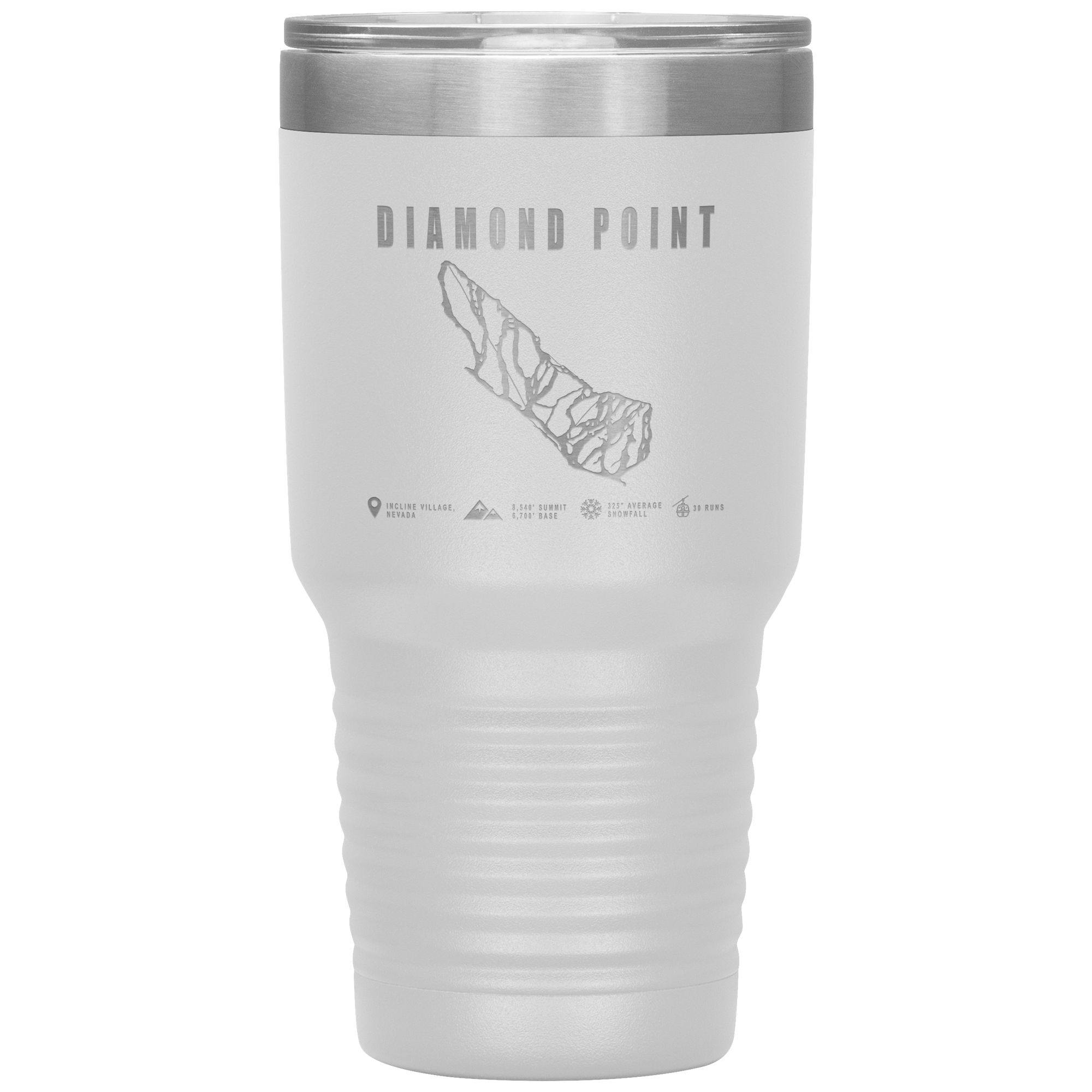 Diamond Point, Nevada Ski Trail Map 30oz Tumbler - Powderaddicts