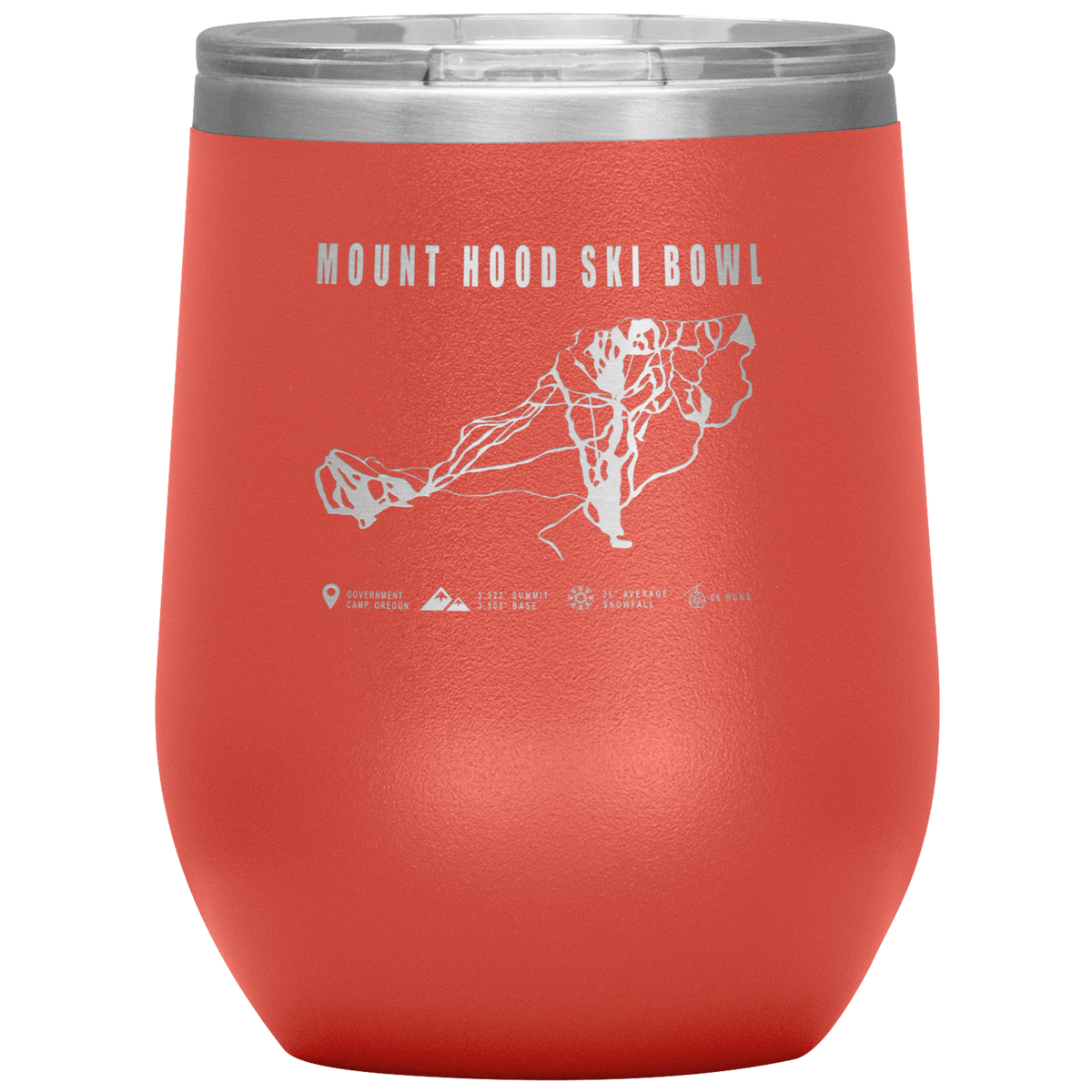 Mount Hood Ski Bowl, Oregon Ski Trail Map Wine 12oz Tumbler - Powderaddicts