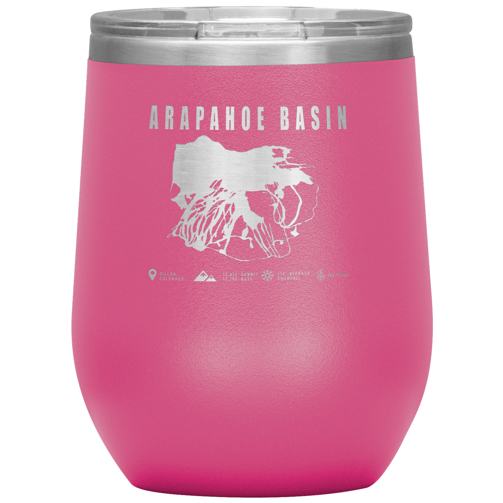 Arapahoe Basin,Colorado Ski Resort Wine 12oz Tumbler - Powderaddicts