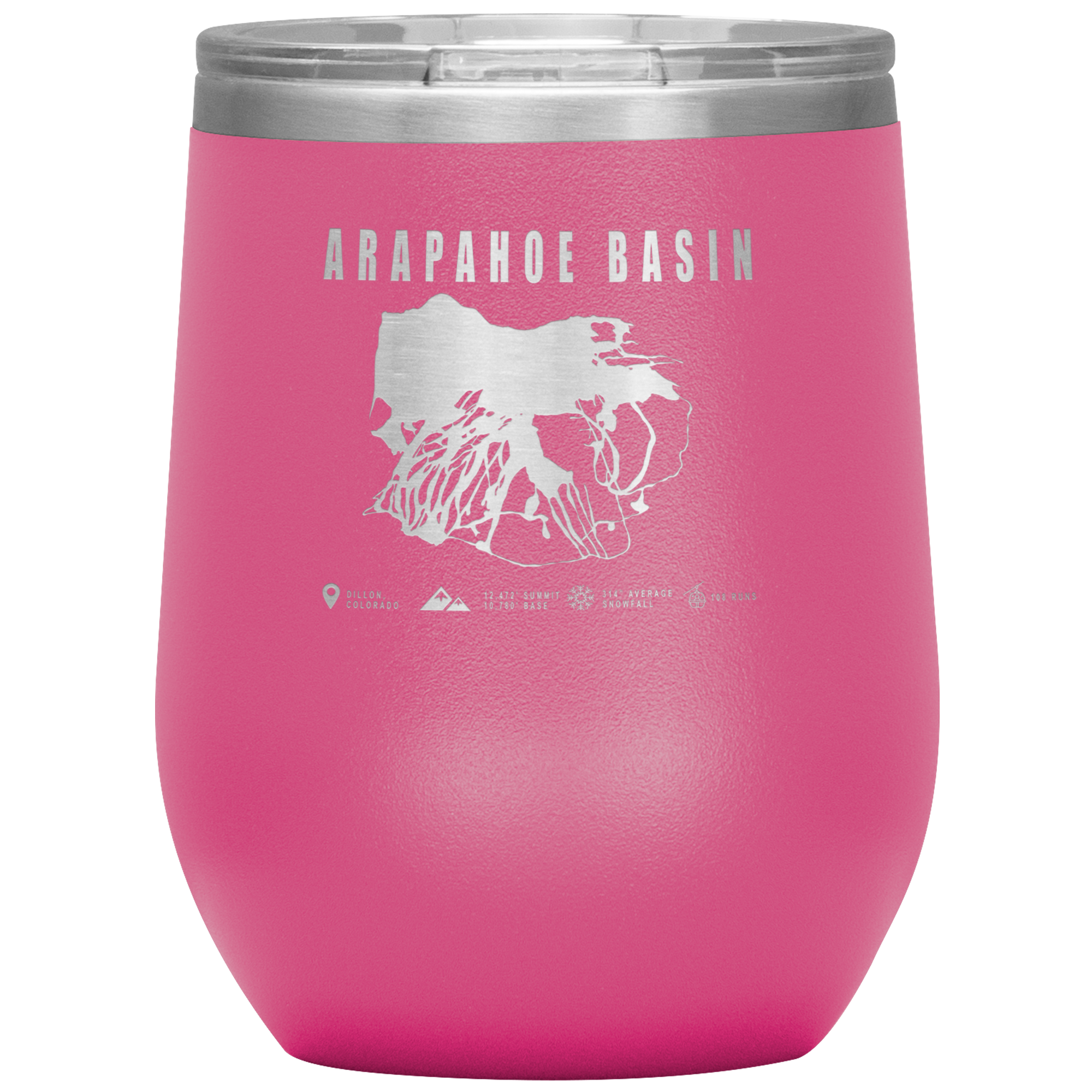 Arapahoe Basin,Colorado Ski Resort Wine 12oz Tumbler - Powderaddicts