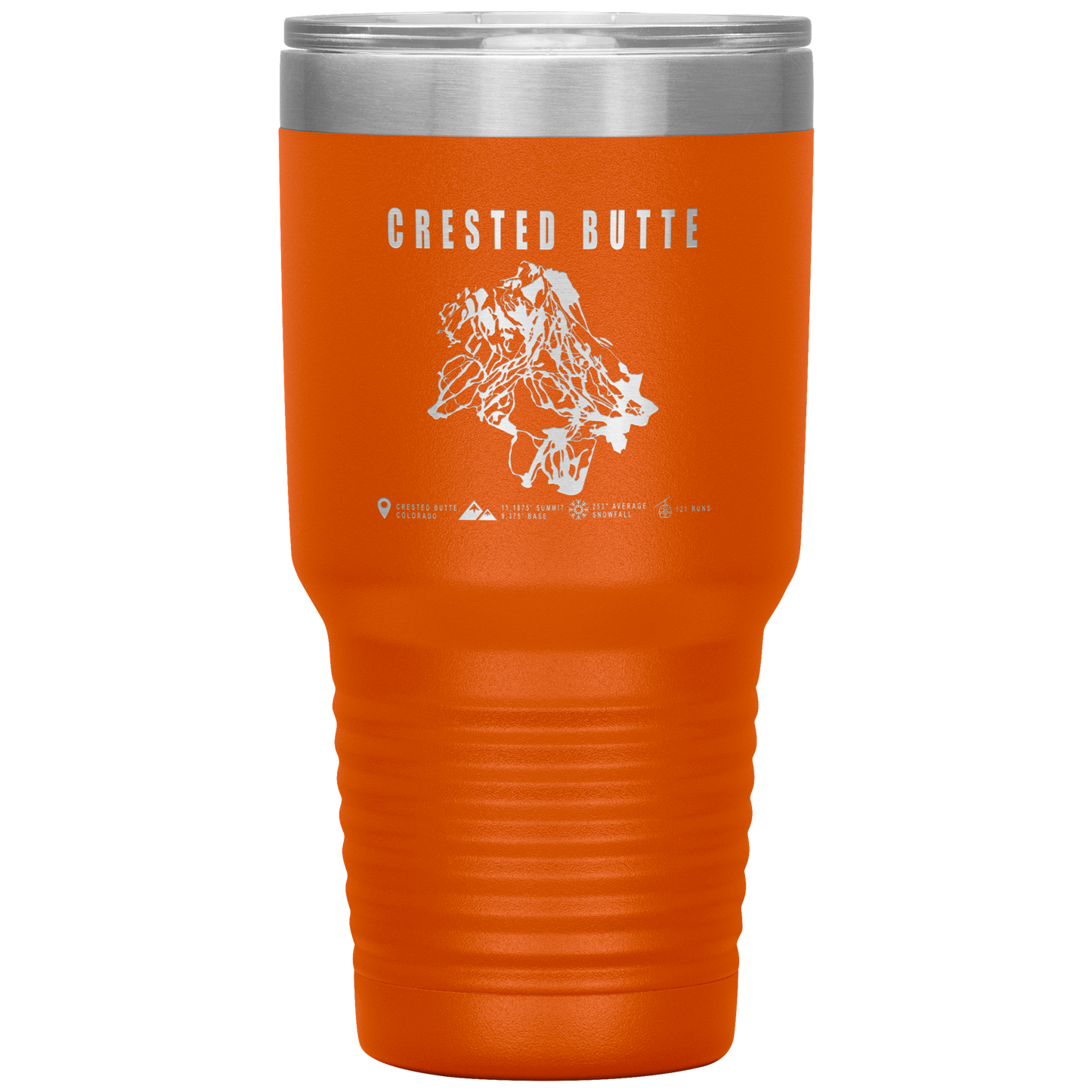 Crested Butte Colorado Ski Trail Map 30oz Tumbler - Powderaddicts