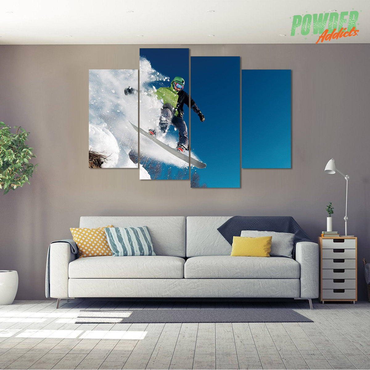 Snowboard Jump 4 Piece Canvas - Powderaddicts