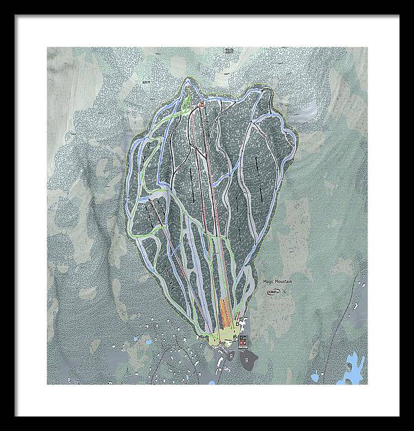 Magic Mountain Ski Trail Map - Framed Print - Powderaddicts