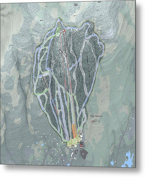 Magic Mountain Ski Trail Map - Metal Print - Powderaddicts
