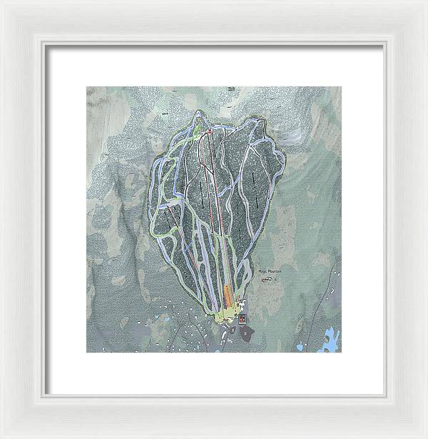 Magic Mountain Ski Trail Map - Framed Print - Powderaddicts