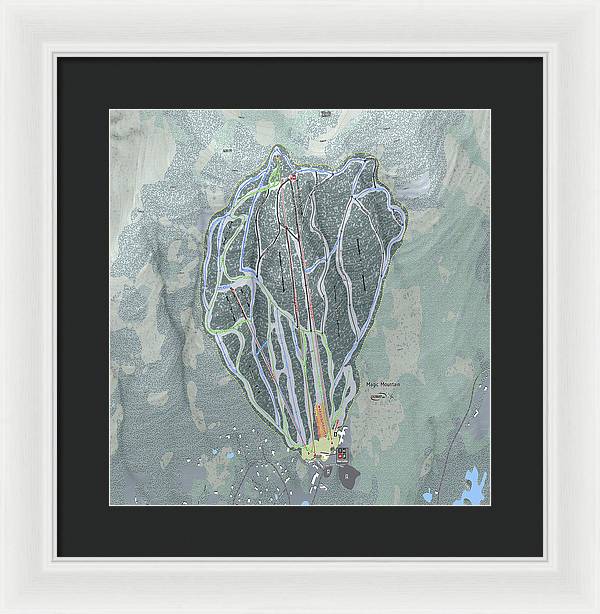 Magic Mountain Ski Trail Map - Framed Print - Powderaddicts