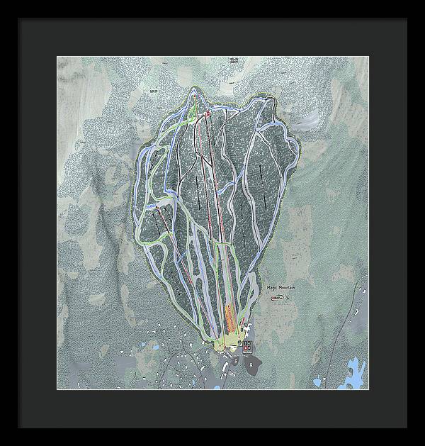 Magic Mountain Ski Trail Map - Framed Print - Powderaddicts