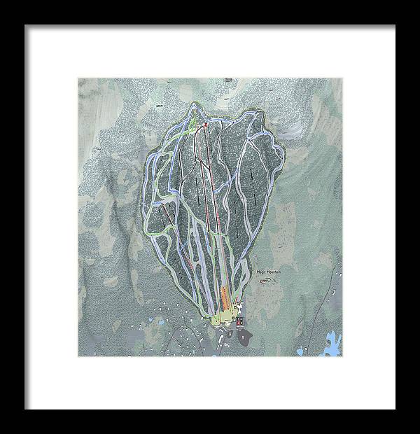 Magic Mountain Ski Trail Map - Framed Print - Powderaddicts