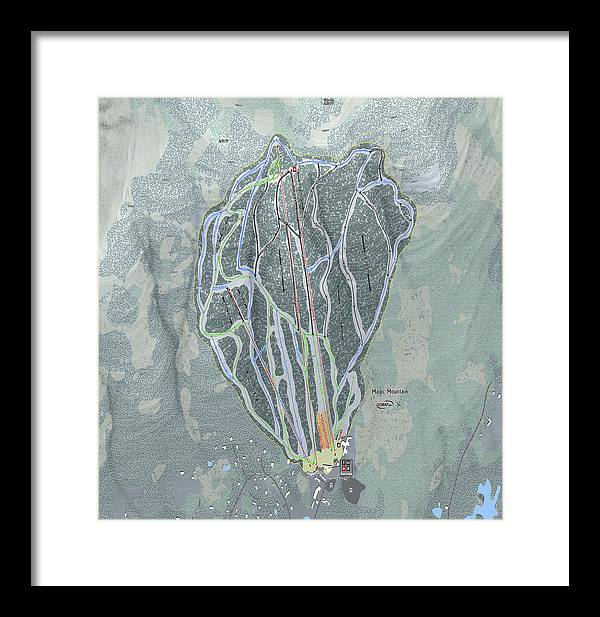 Magic Mountain Ski Trail Map - Framed Print - Powderaddicts