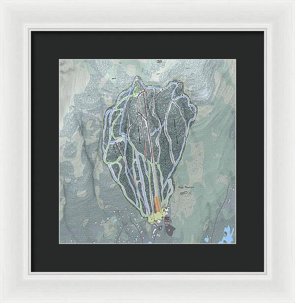 Magic Mountain Ski Trail Map - Framed Print - Powderaddicts