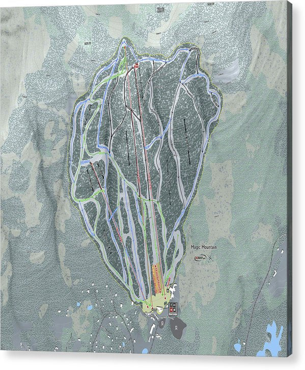 Magic Mountain Ski Trail Map - Acrylic Print - Powderaddicts
