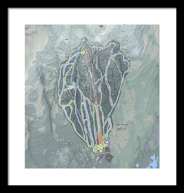 Magic Mountain Ski Trail Map - Framed Print - Powderaddicts