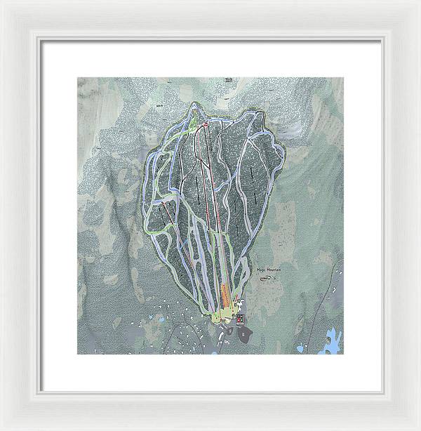 Magic Mountain Ski Trail Map - Framed Print - Powderaddicts