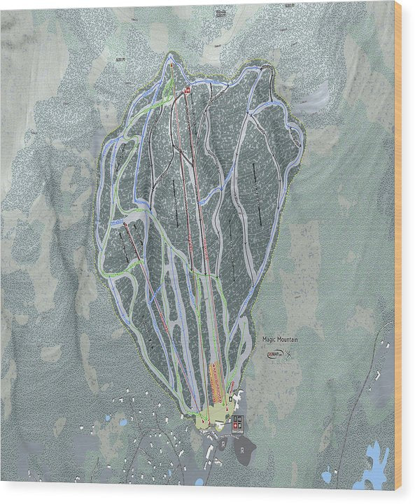 Magic Mountain Ski Trail Map - Wood Print - Powderaddicts