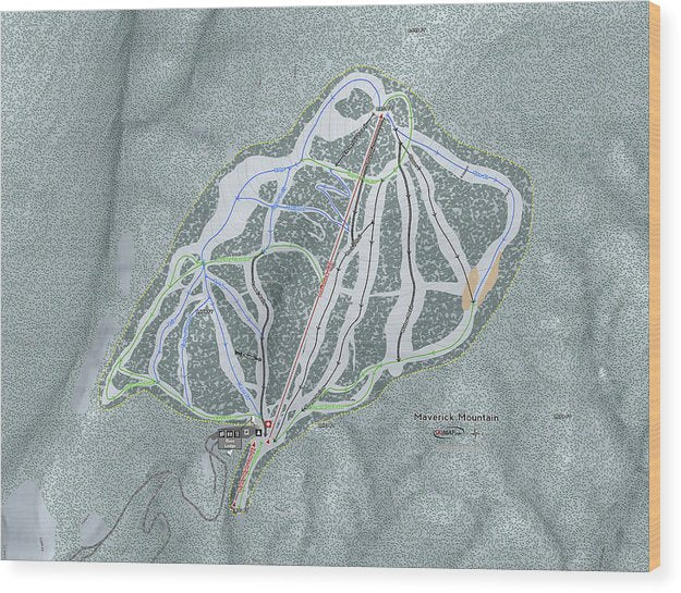 Maverick Ski Trail Map - Wood Print - Powderaddicts