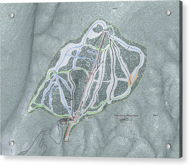 Maverick Ski Trail Map - Acrylic Print - Powderaddicts