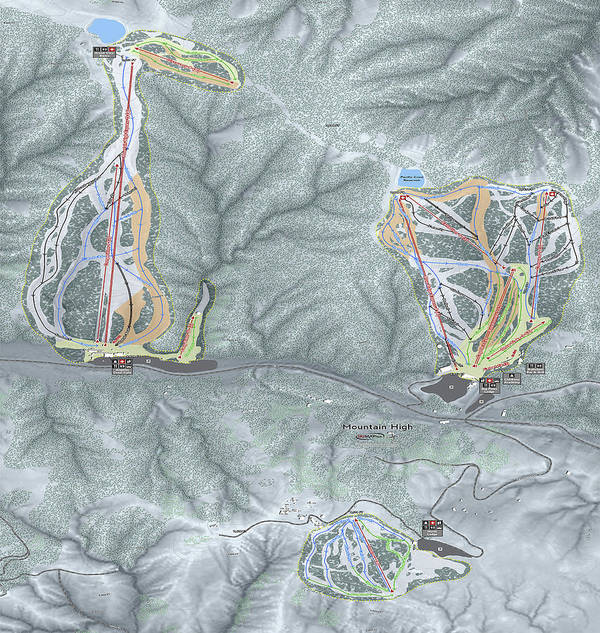Mountain High Ski Trail Map - Art Print - Powderaddicts