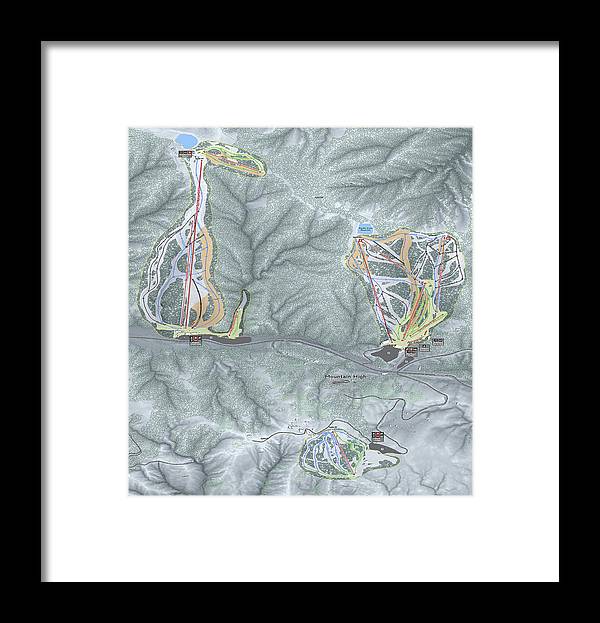 Mountain High Ski Trail Map - Framed Print - Powderaddicts