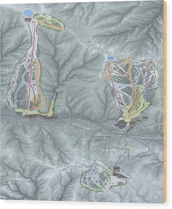 Mountain High Ski Trail Map - Wood Print - Powderaddicts