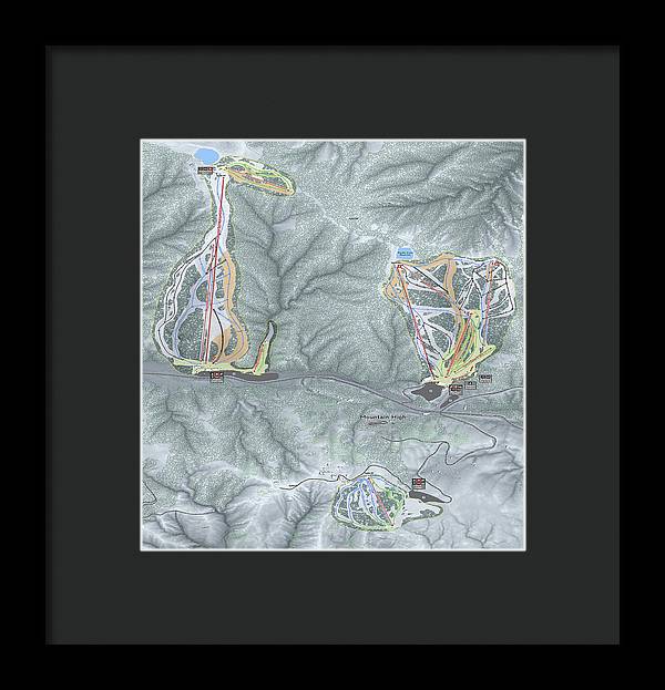 Mountain High Ski Trail Map - Framed Print - Powderaddicts