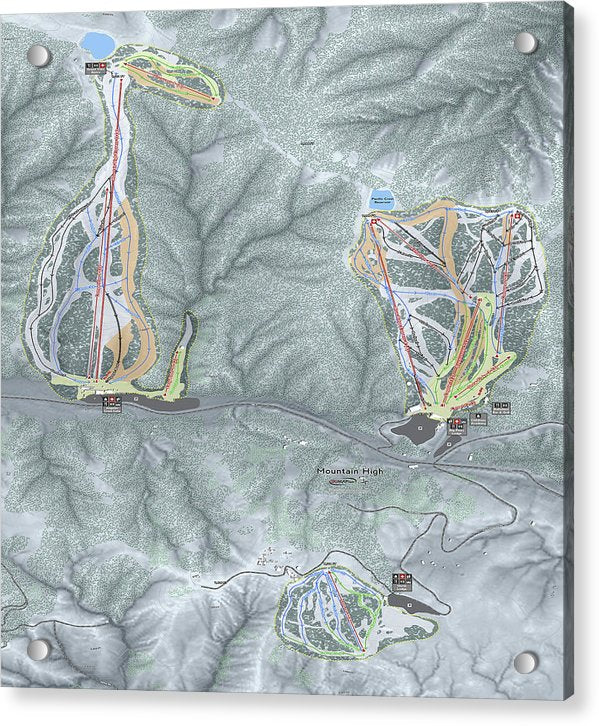 Mountain High Ski Trail Map - Acrylic Print - Powderaddicts
